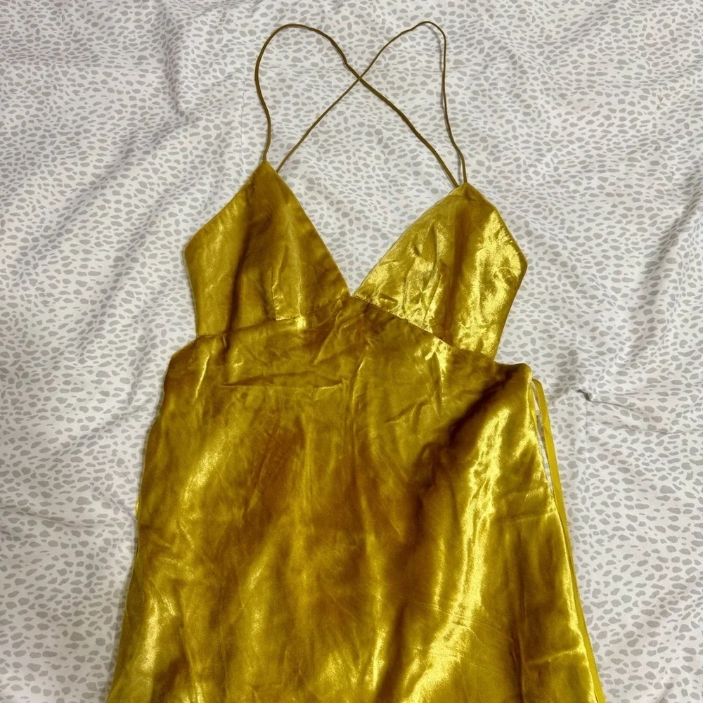Milly Gold Velour Velvet Bias Slip Dress Size 0